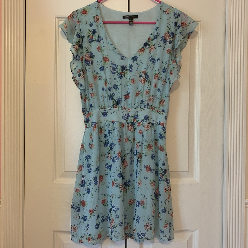 MNG Mango Blue Floral Dress  Size XS